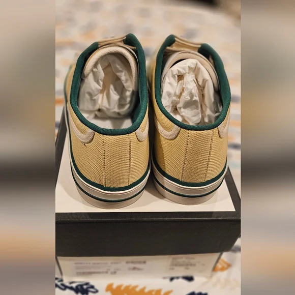 NWT Gucci Beige and Green Sneakers - Picture 3 of 7